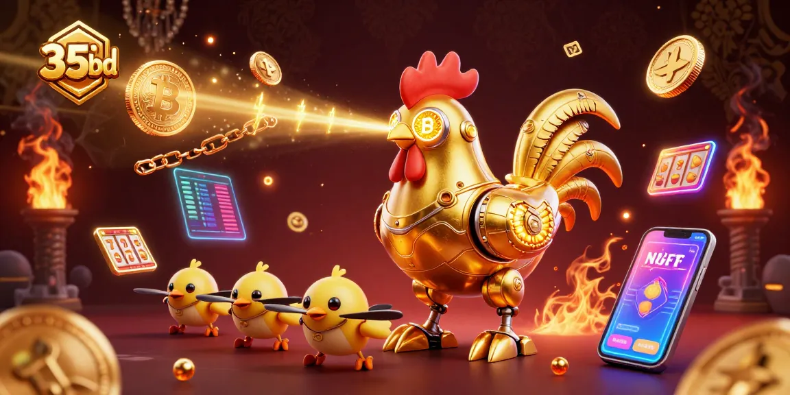 Experience thrilling wins at 35bd with colorful retro-futuristic casino illustration.