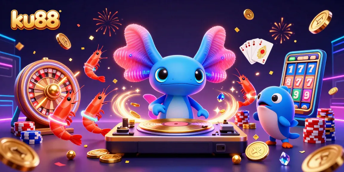 Join the excitement at ku88 with vibrant casino elements and lively characters in an animated scene.
