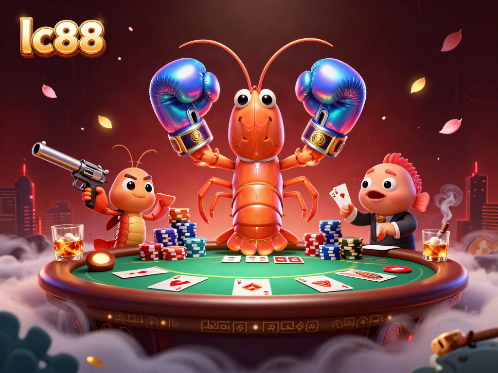 Experience high-stakes poker action with lc88 featuring vibrant shrimp characters and epic game elements.