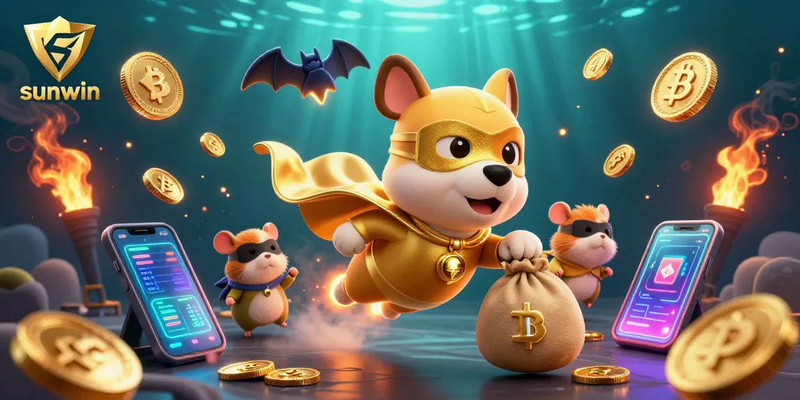 Win big at sunwin with dynamic 3D characters celebrating jackpots and crypto success in a vibrant casino.
