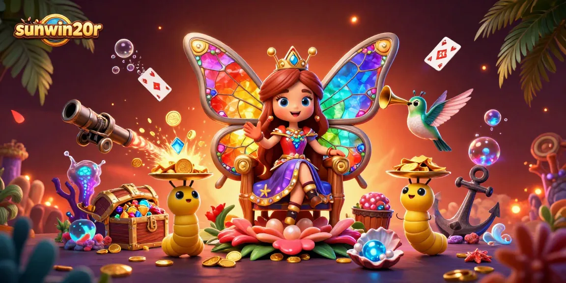 Engage with sunwin20r's vibrant casino adventure featuring a butterfly queen and dynamic gameplay elements.