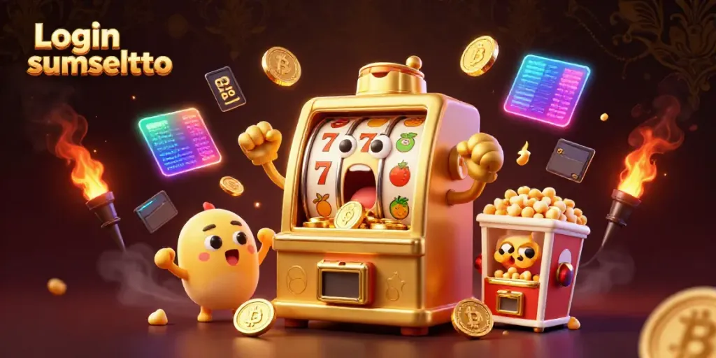 Engage with Login sumseltoto as golden slot machines celebrate jackpots in a vibrant casino scene.