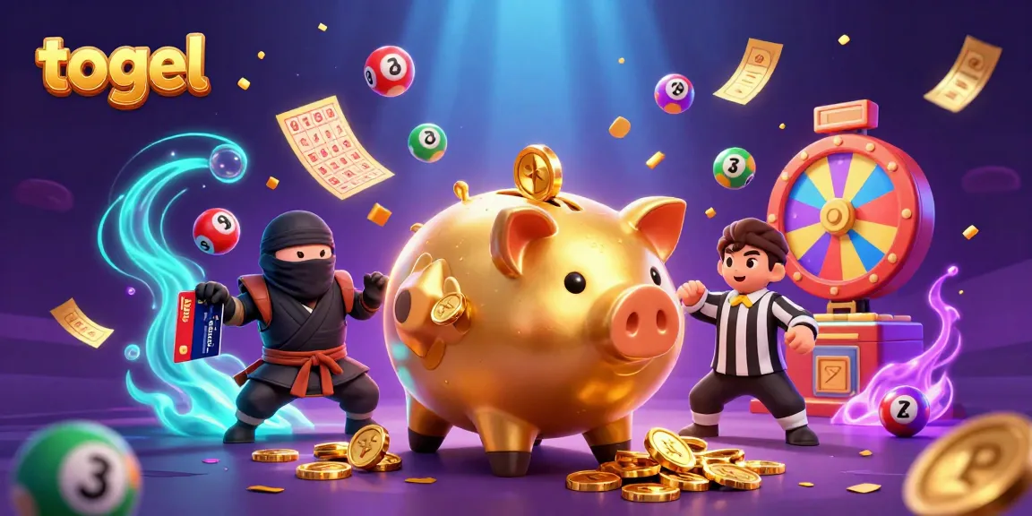 Engage in togel excitement with vibrant lottery balls and dynamic casino characters.