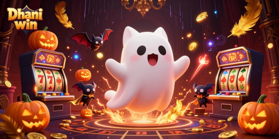 Dhani win: Experience thrilling casino gameplay with ghostly characters and vibrant slot elements.