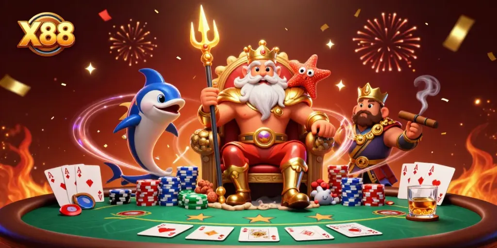 X88 captures the excitement of poker with vibrant characters and epic casino elements.