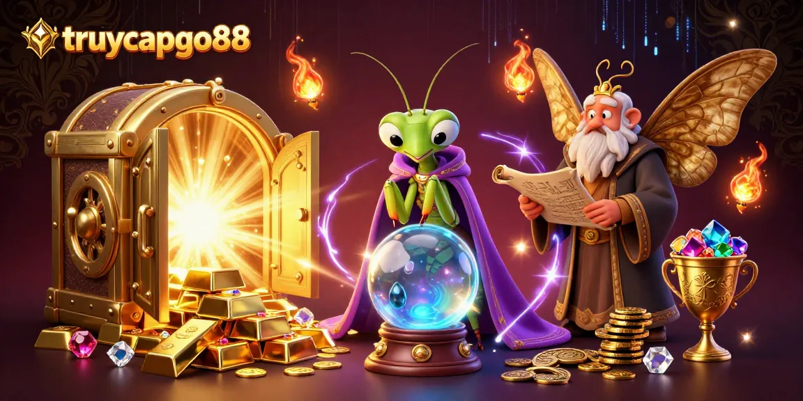 Experience the thrill of truycapgo88 with our enchanting fortune teller and treasures in a vibrant casino setting.